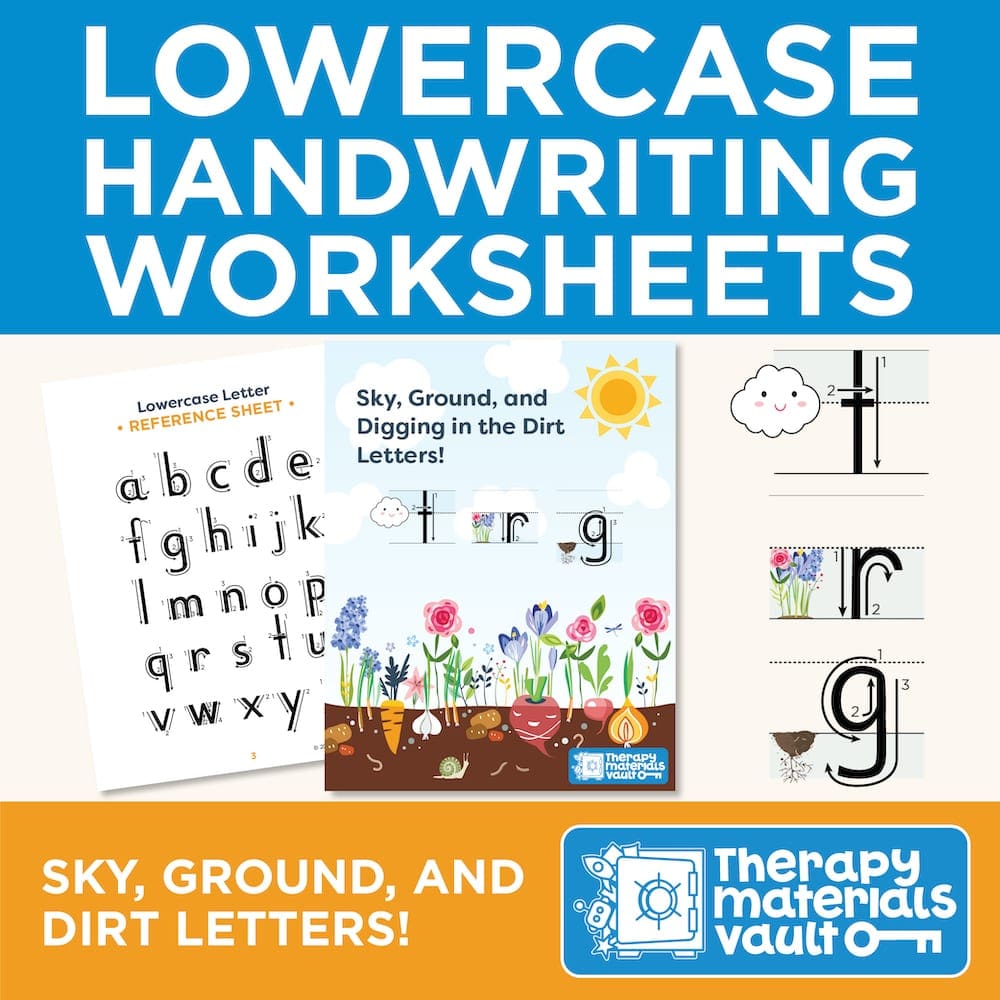 Lowercase Handwriting Practice: Sky, Ground, and Digging in the Dirt  Letters!